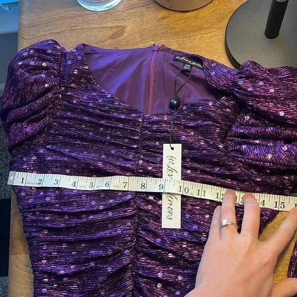 NWT For Love and Lemons Mini Dress sequin purple long sleeve - Picture 4 of 7